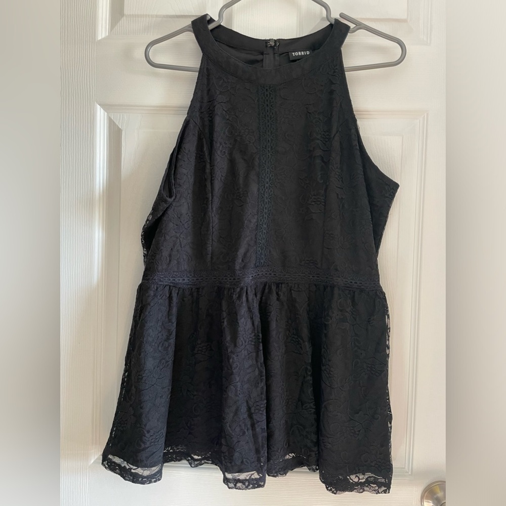 Torrid Halter lace zip up top